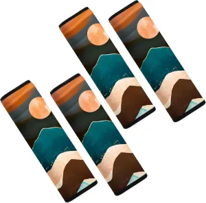 Car Seat Belt Pad Cover, 4-Pack Soft Car Safety Seat Belt Strap Shoulder Pad for Adults and Children, Suitable for Car Seat Belt, Backpack, Shoulder Bag(Watercolor Sunrise)