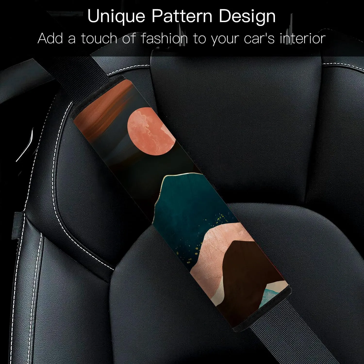 Car Seat Belt Pad Cover, 4-Pack Soft Car Safety Seat Belt Strap Shoulder Pad for Adults and Children, Suitable for Car Seat Belt, Backpack, Shoulder Bag(Watercolor Sunrise)
