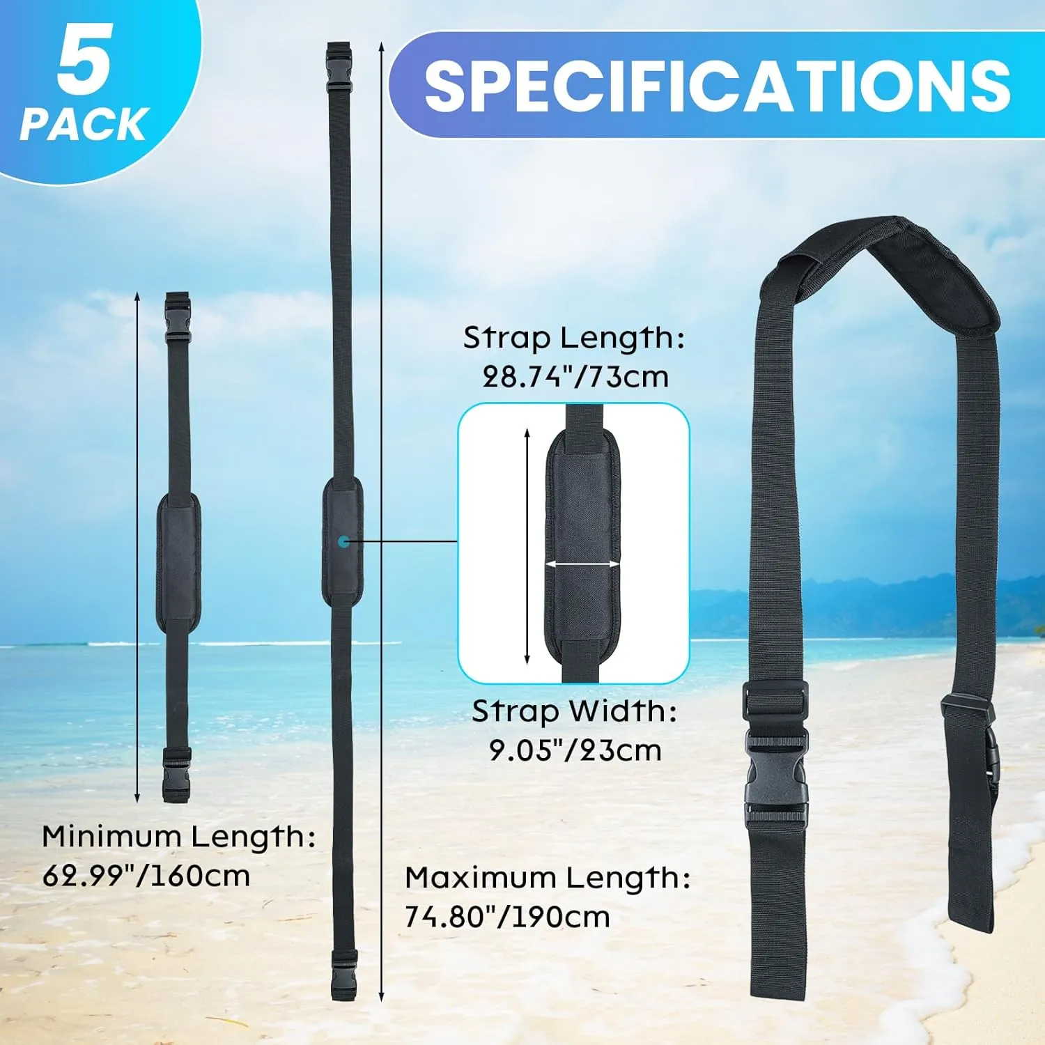 Carrying Strap for Folding Chairs, Adjustable Shoulder Straps Beach Chair Straps for Carrying