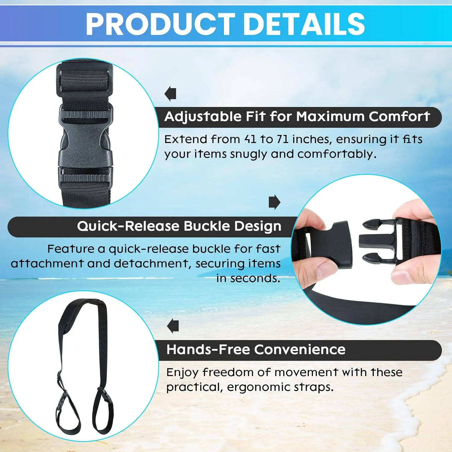 Carrying Strap for Folding Chairs, Adjustable Shoulder Straps Beach Chair Straps for Carrying