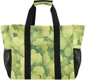 Cartoon Barb Light Green2 Utility Totes Collapsable With Pockets Canvas Beach Tote
