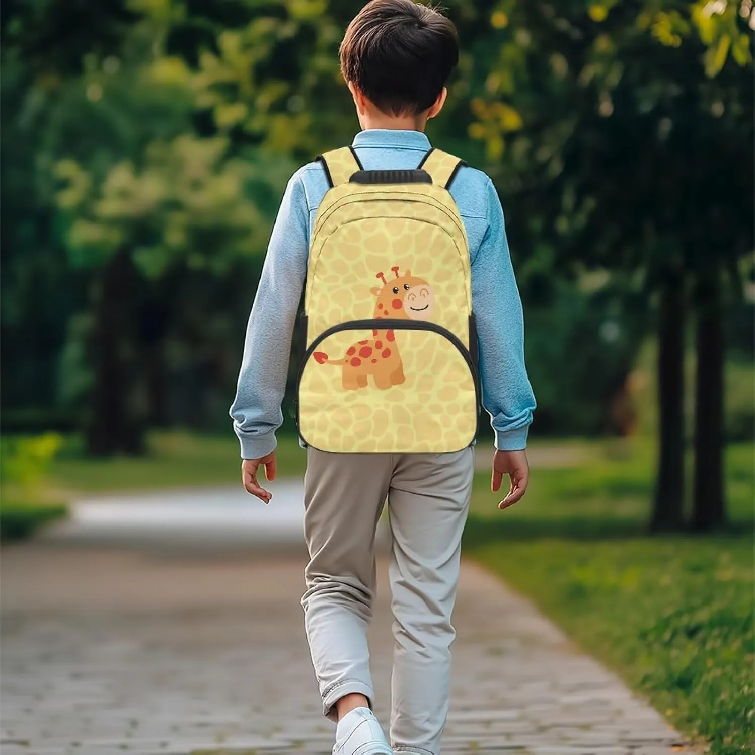 Cartoon Giraffe Backpacks Casual Book Bag Plain Large Shoulder Daypacks with Adjustable Padded Shoulder Straps Back Packs School for Men Women
