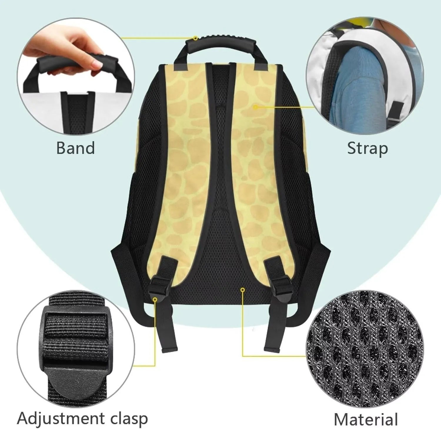 Cartoon Giraffe Backpacks Casual Book Bag Plain Large Shoulder Daypacks with Adjustable Padded Shoulder Straps Back Packs School for Men Women