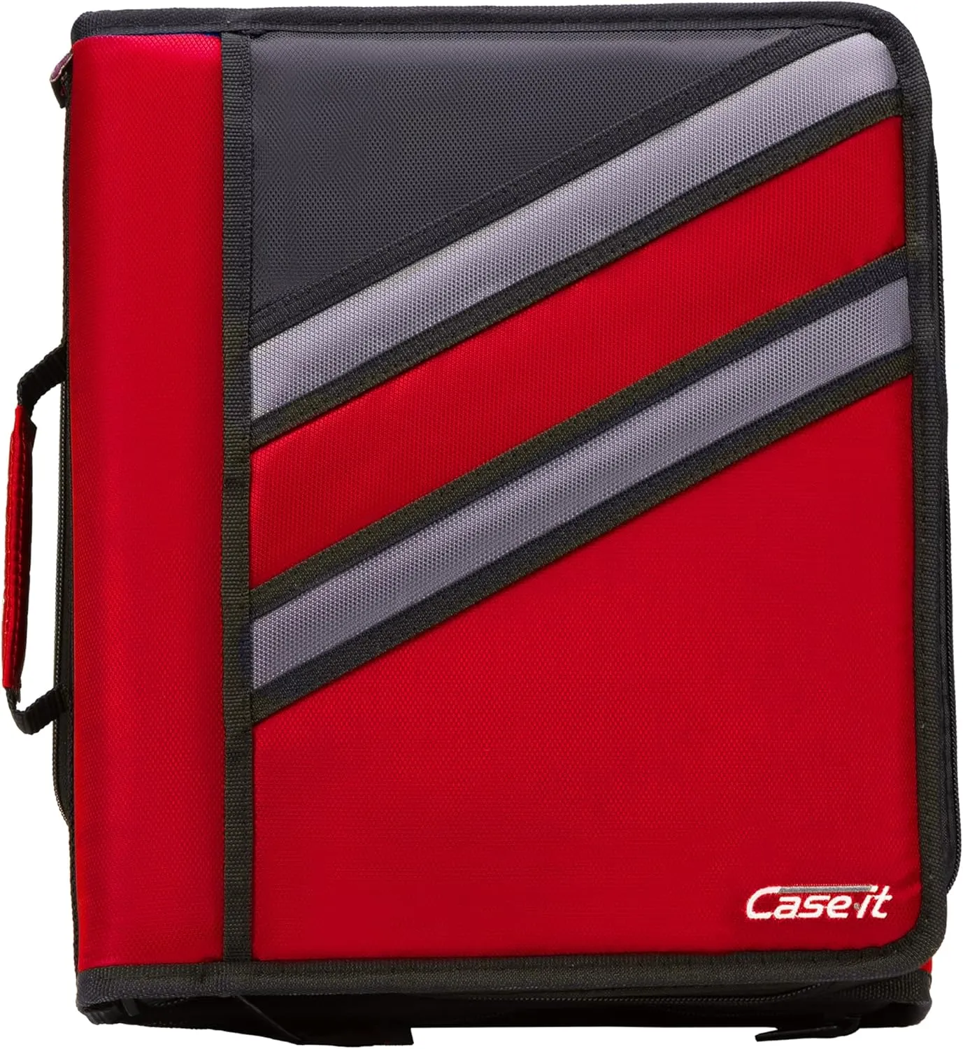 Case-it The Z Shape Zipper Binder - Two Binders in One - Double Sided 1.5 Inch D-Ring - Multiple Pockets - 500 Page Capacity - Comes with Shoulder Strap, Fire Engine Red Z-176, 6- Pack
