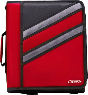 Case-it The Z Shape Zipper Binder - Two Binders in One - Double Sided 1.5 Inch D-Ring - Multiple Pockets - 500 Page Capacity - Comes with Shoulder Strap, Fire Engine Red Z-176, 6- Pack