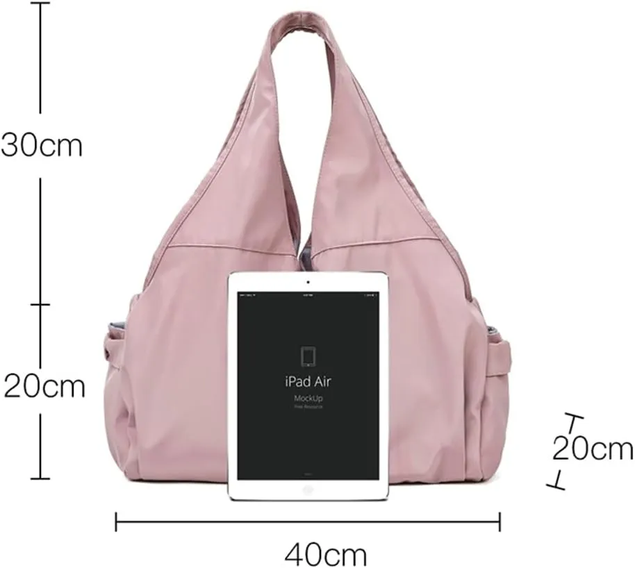 Casual Nylon Totes for Women Lightweight Shoulder Bag Large Multi Pocket Handbag Top Handle Purse for Travel Sport