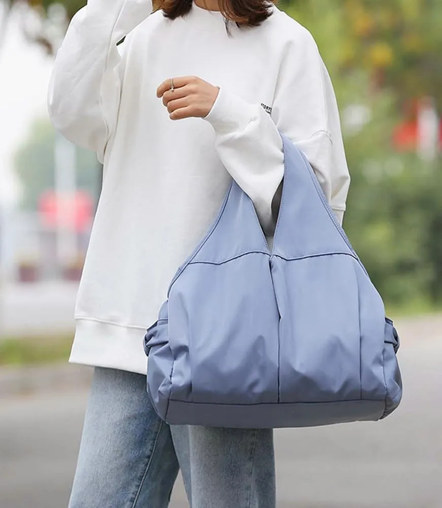 Casual Nylon Totes for Women Lightweight Shoulder Bag Large Multi Pocket Handbag Top Handle Purse for Travel Sport