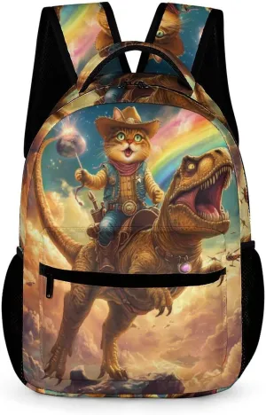 Cat Laser Beam 16 Inch Backpack with Side Pockets Cute Shoulder Bag Dackpack for Travel Hiking Camping