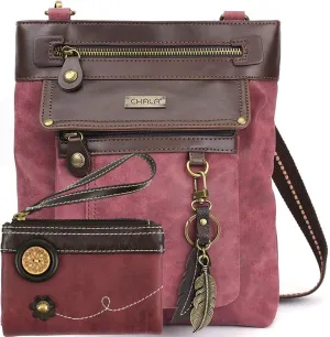 CHALA GEMINI Crossbody Faux Leather Gift Messenger Bag with Double Zip Wallet