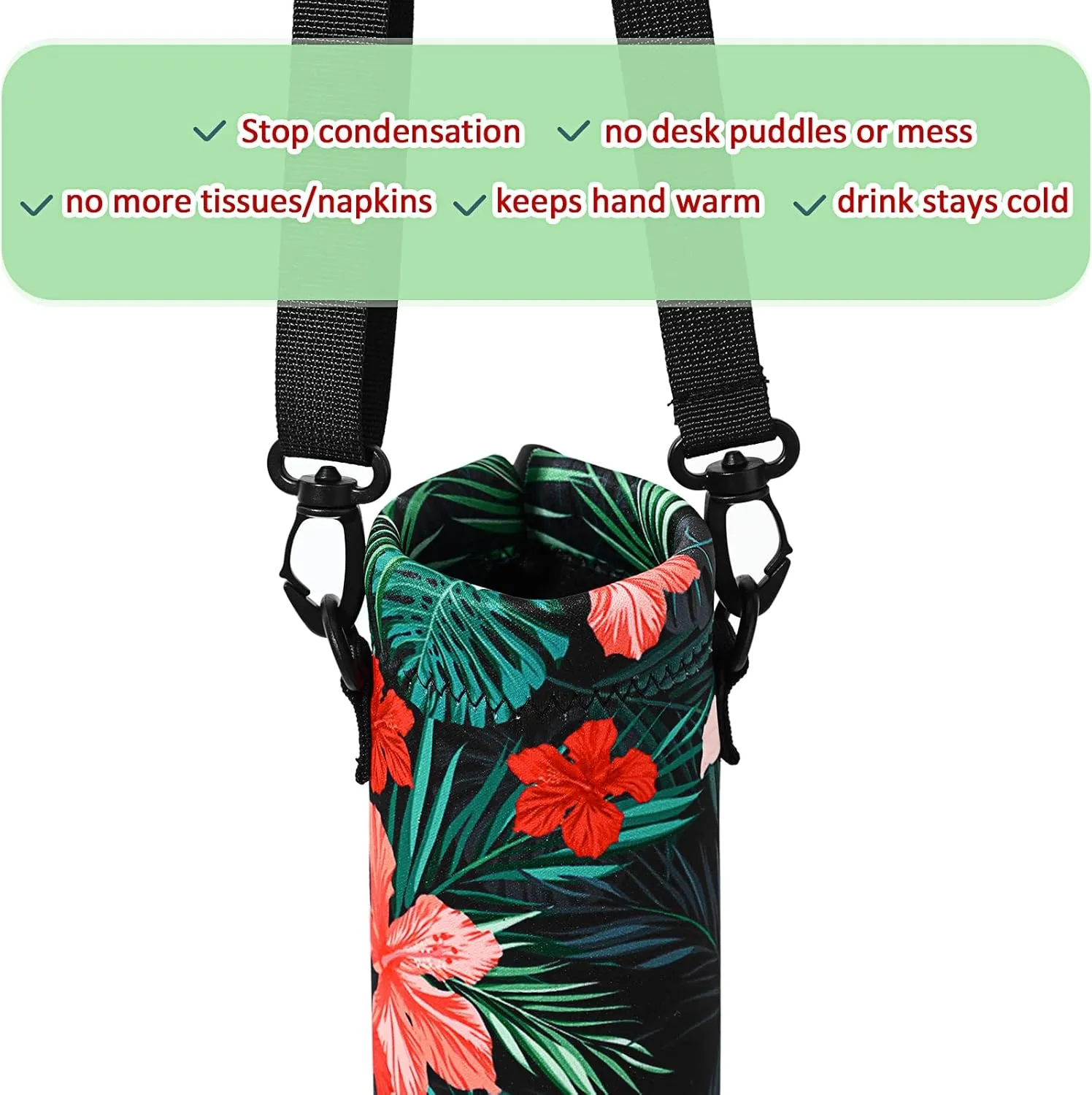 CHENGU 3 Pack 25 oz Neoprene Water Bottle Carrier Bag with Adjustable Shoulder Strap Water Bottle Holders for Adults Sports Gym Hiking Camping Walking(Hawaii Style)