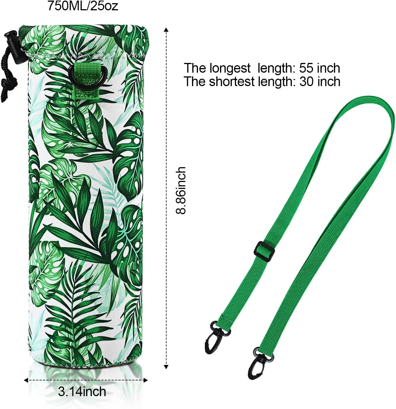 CHENGU 3 Pack 25 oz Neoprene Water Bottle Carrier Bag with Adjustable Shoulder Strap Water Bottle Holders for Adults Sports Gym Hiking Camping Walking(Hawaii Style)