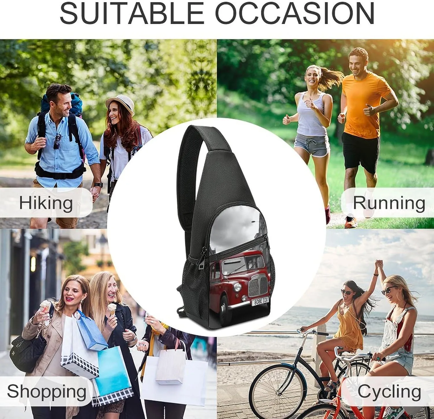 Chest Bag Sling Bag for Men Women England Car Sport Sling Backpack Lightweight Shoulder Bag for Travel