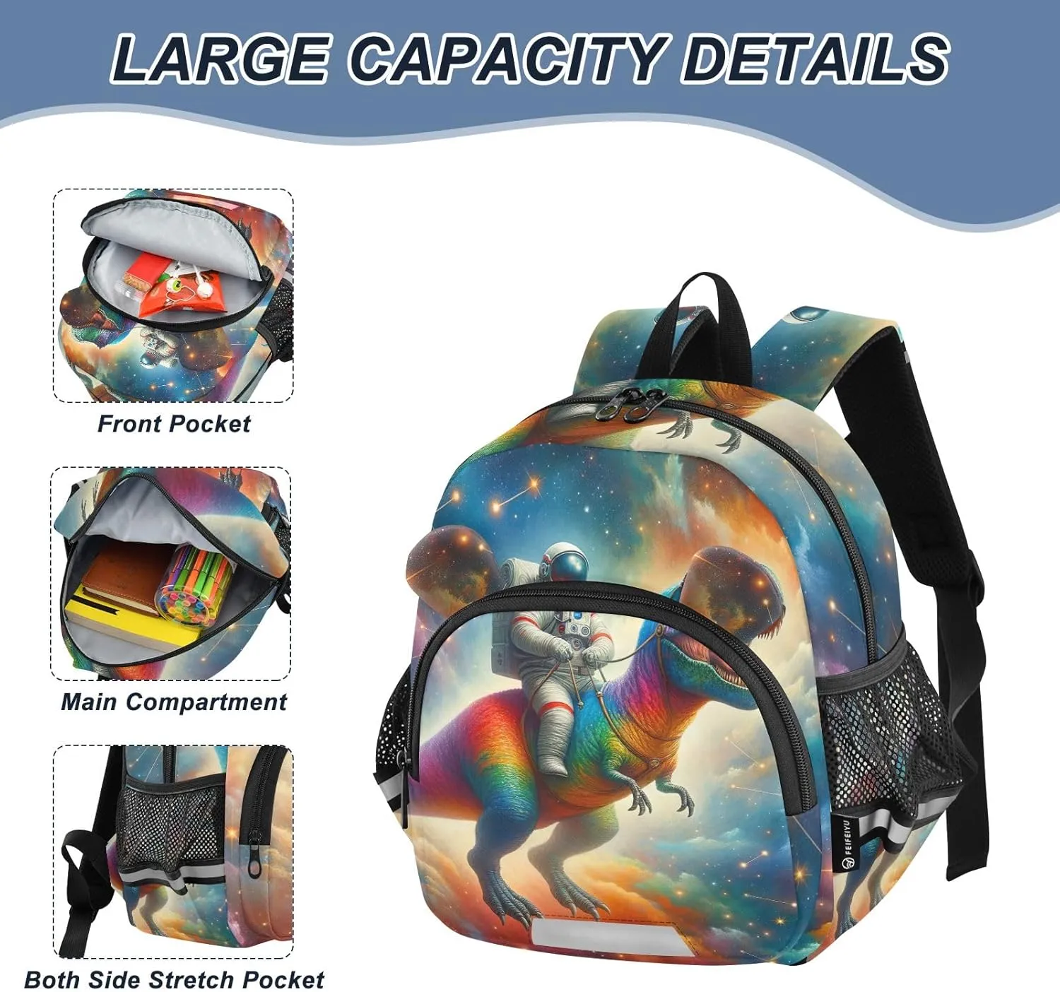 CHIFIGNO Toddler Backpack for Girls Boys, Galaxy Astronaut Rainbow Dinosaur Little Kid's Backpack Mini Travel Back Pack Preschool Kindergarten Backpack