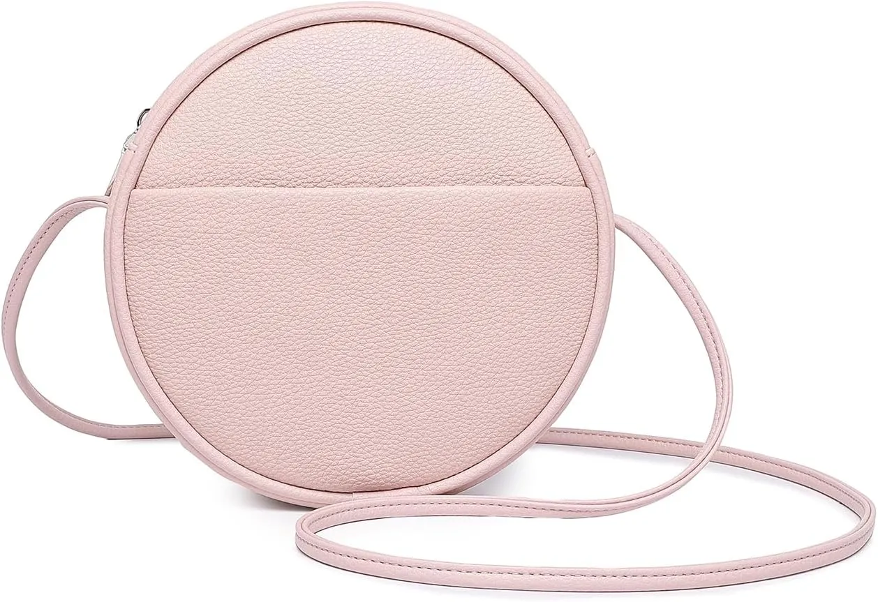 Circle Crossbody Bag for Women NYLON Circle Purse with Zipper Adjustable Knot Shoulder Straps