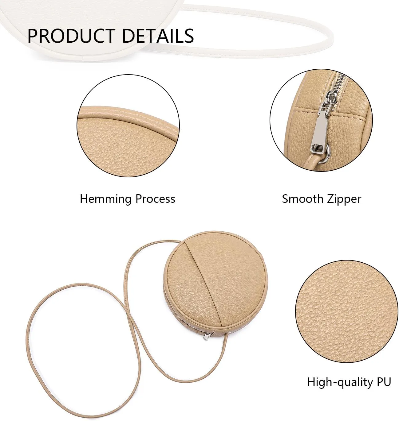 Circle Crossbody Bag for Women NYLON Circle Purse with Zipper Adjustable Knot Shoulder Straps