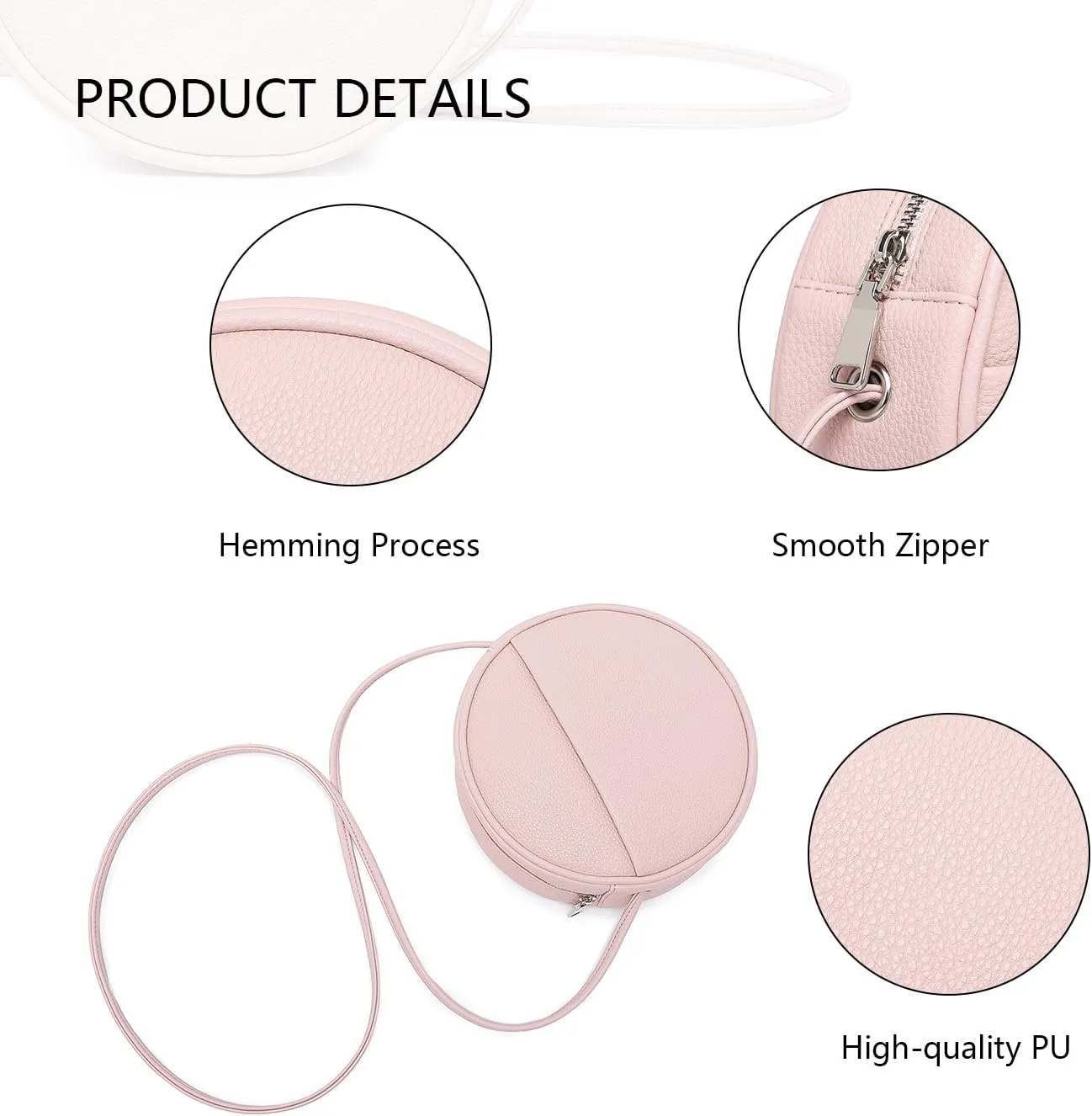 Circle Crossbody Bag for Women NYLON Circle Purse with Zipper Adjustable Knot Shoulder Straps