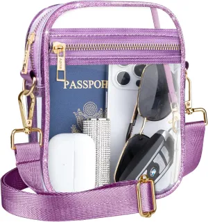 Clear Bag Stadium Approved Crossbody: Bling Purse for Women - Small Concert Bag Under 12x6x12