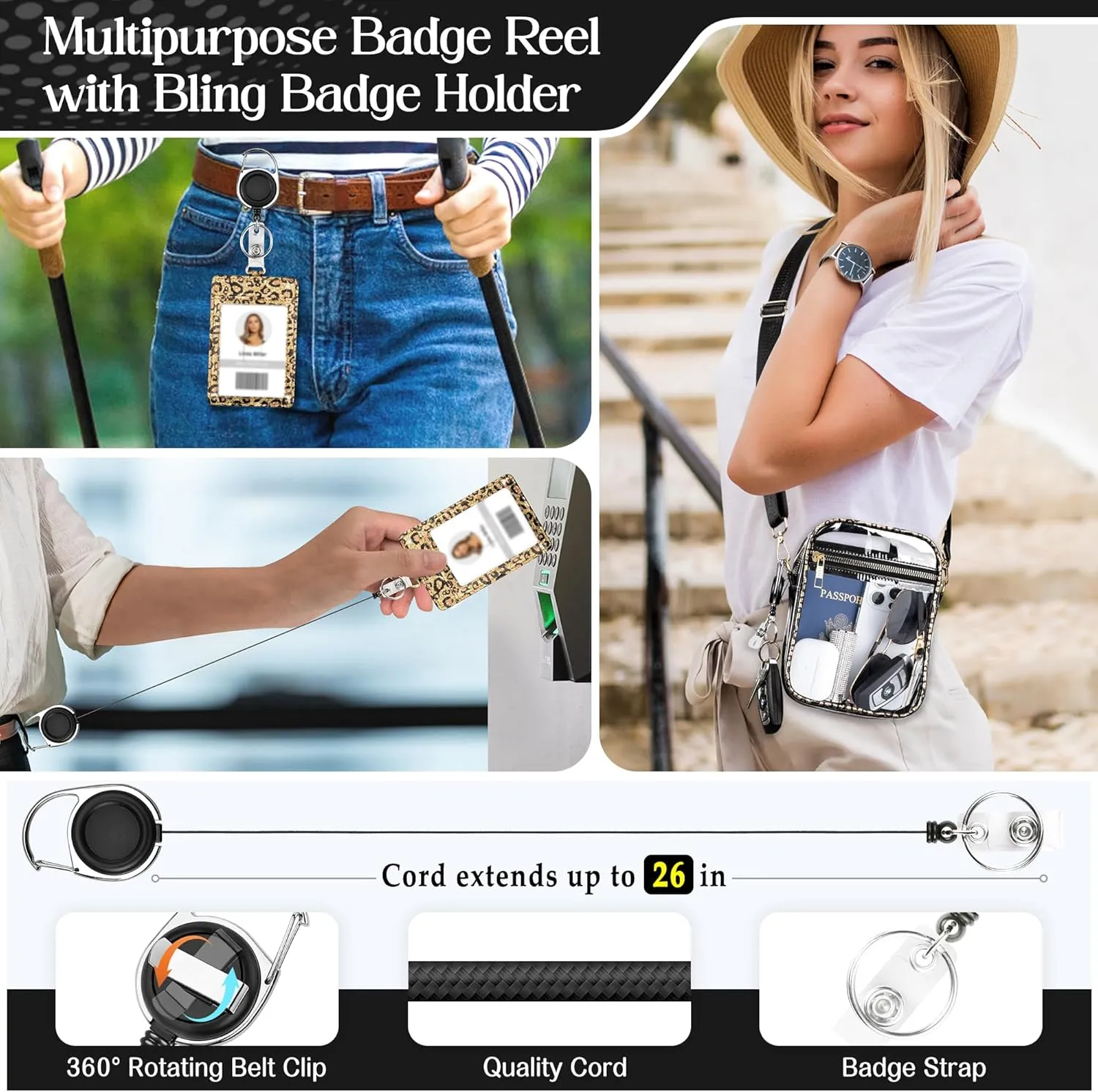 Clear Bag Stadium Approved Crossbody: Bling Purse for Women - Small Concert Bag Under 12x6x12