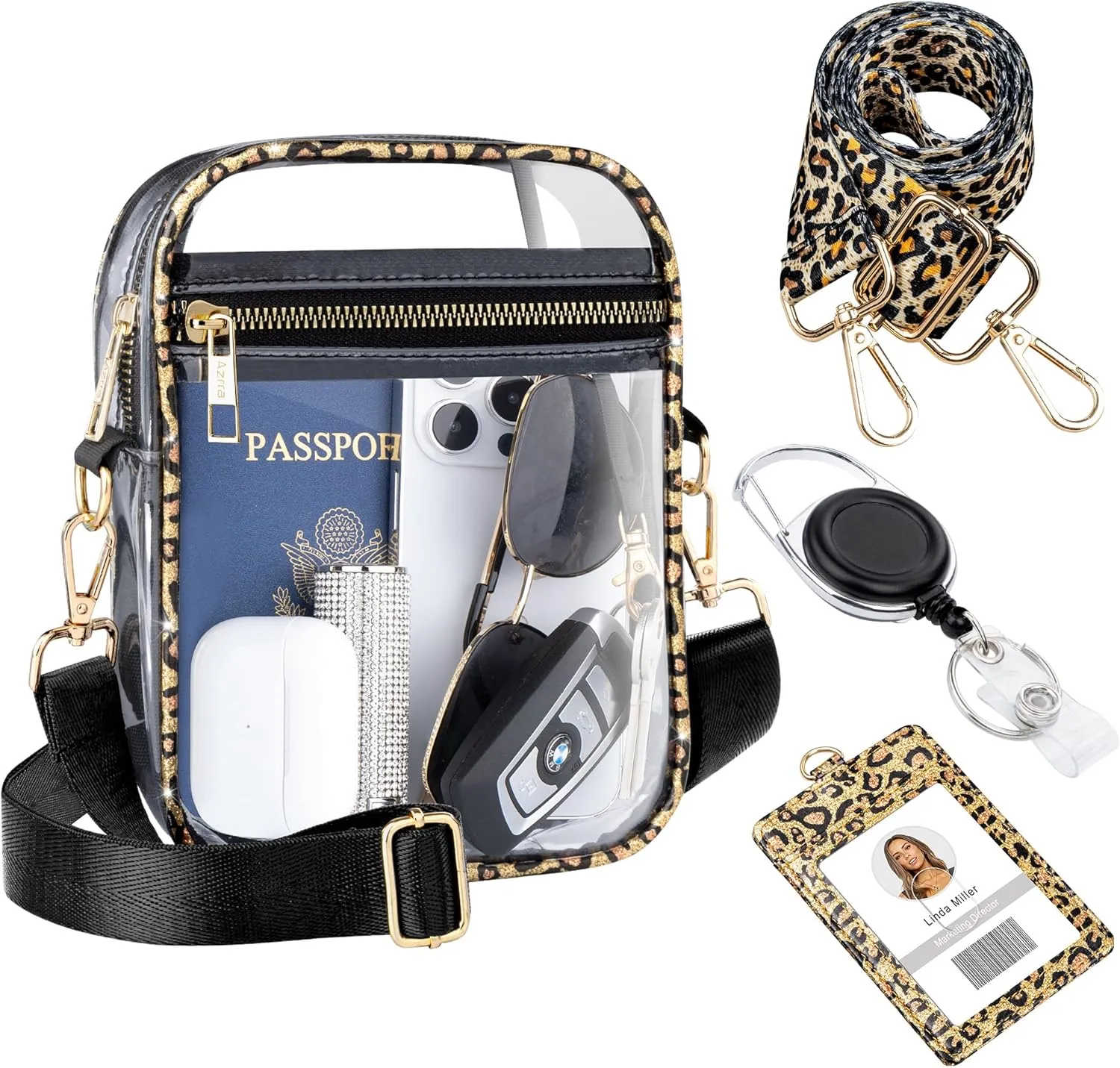 Clear Bag Stadium Approved Crossbody: Bling Purse for Women - Small Concert Bag Under 12x6x12