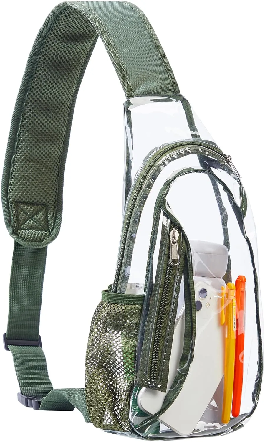 Clear Sling Bag, Stadium Approved PVC Crossbody Backpack, Clear Casual Chest Daypack for Hiking, Stadium or Concerts