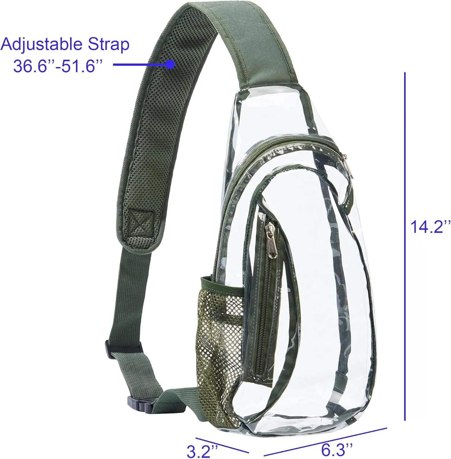 Clear Sling Bag, Stadium Approved PVC Crossbody Backpack, Clear Casual Chest Daypack for Hiking, Stadium or Concerts