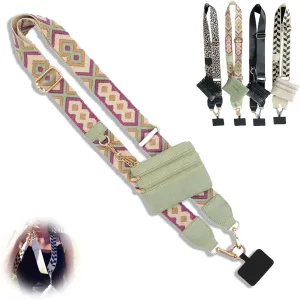 Clip and Go Strap for Phone with Wallet Crossbody, Phone Strap with Zippered Pouch, Adjustable Crossbody Phone Strap