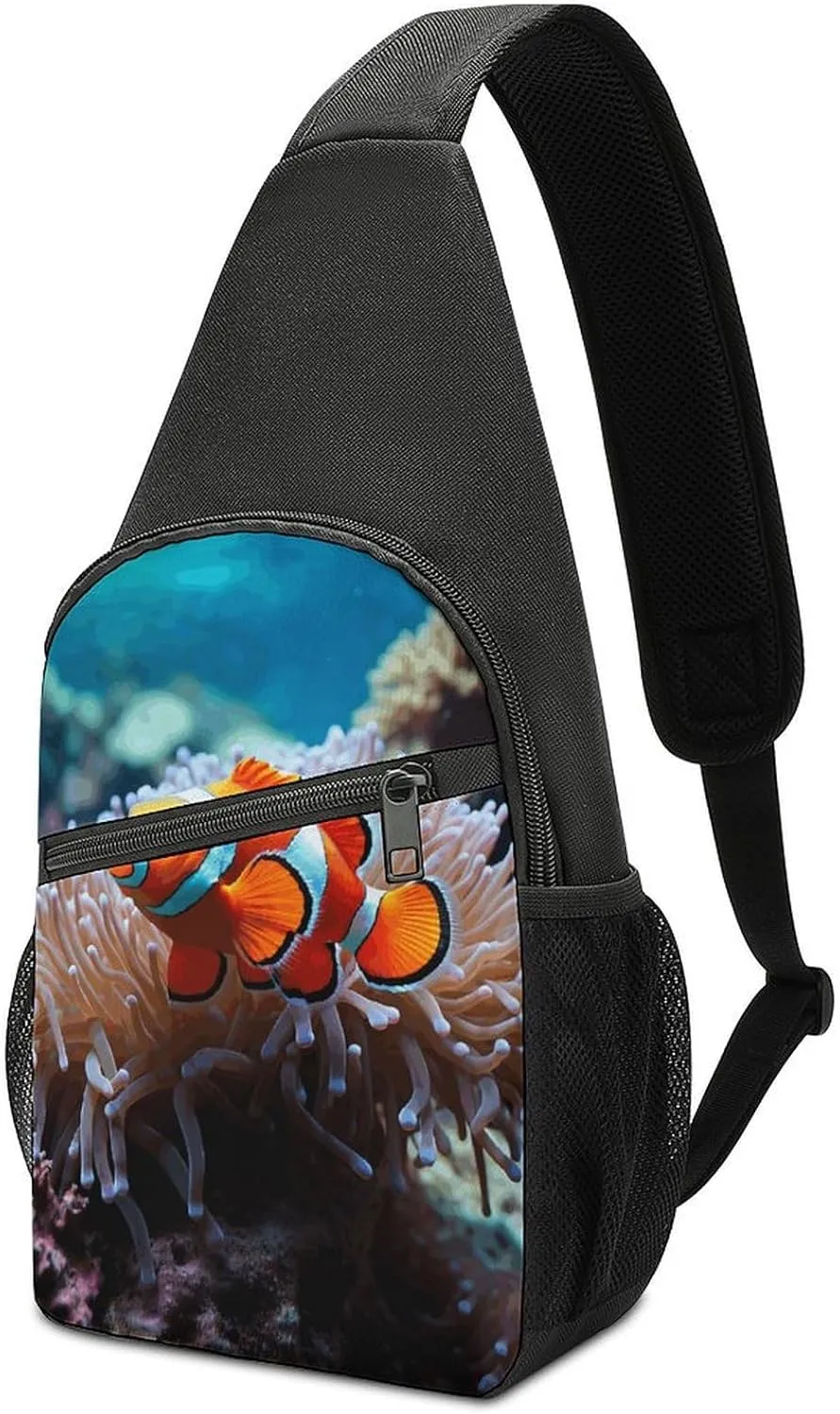 Clown Fish Sling Bag Travel Sling Backpack Man Purse for Men Hiking Crossbody Bags Chest Bag Shoulder Chest Pack