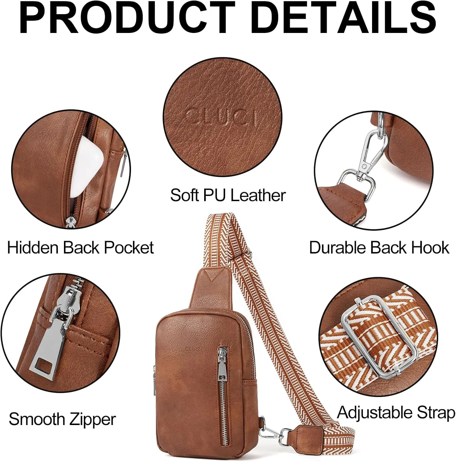 CLUCI Small Sling Bag for Women Vegan Leather Crossbody Chest Bags Trendy, Women's Fanny Pack