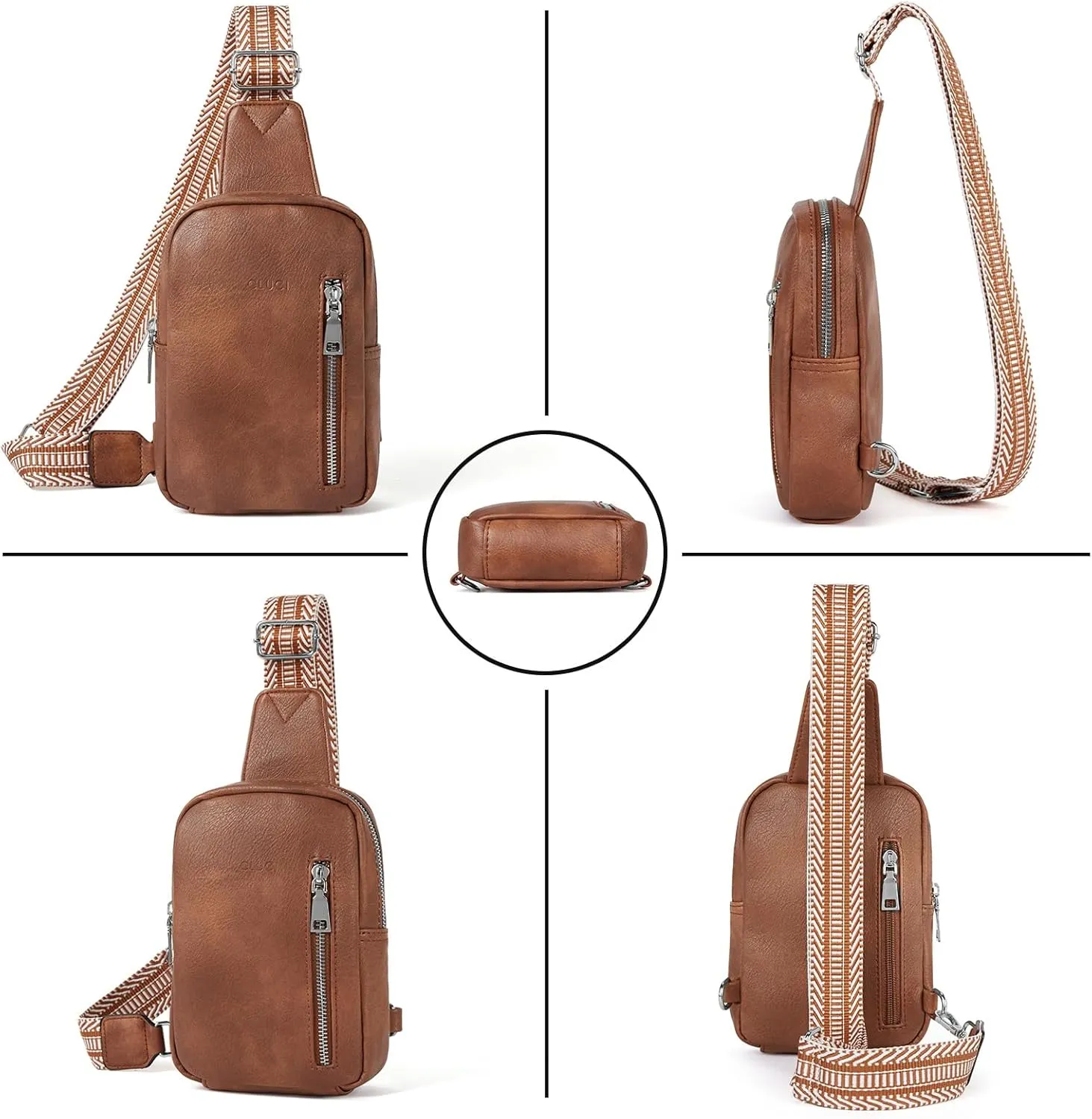 CLUCI Small Sling Bag for Women Vegan Leather Crossbody Chest Bags Trendy, Women's Fanny Pack