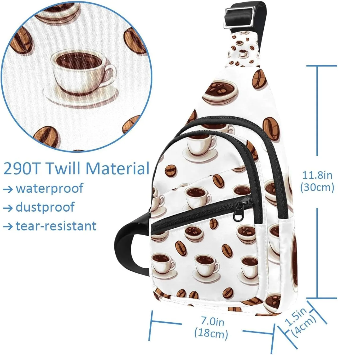 Coffee Tables (1) Sling Backpack, Adjustable Crossbody Shoulder Bag Travel Hiking Daypack