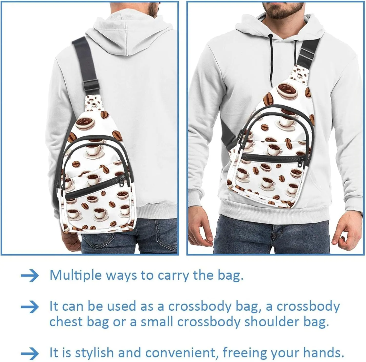 Coffee Tables (1) Sling Backpack, Adjustable Crossbody Shoulder Bag Travel Hiking Daypack