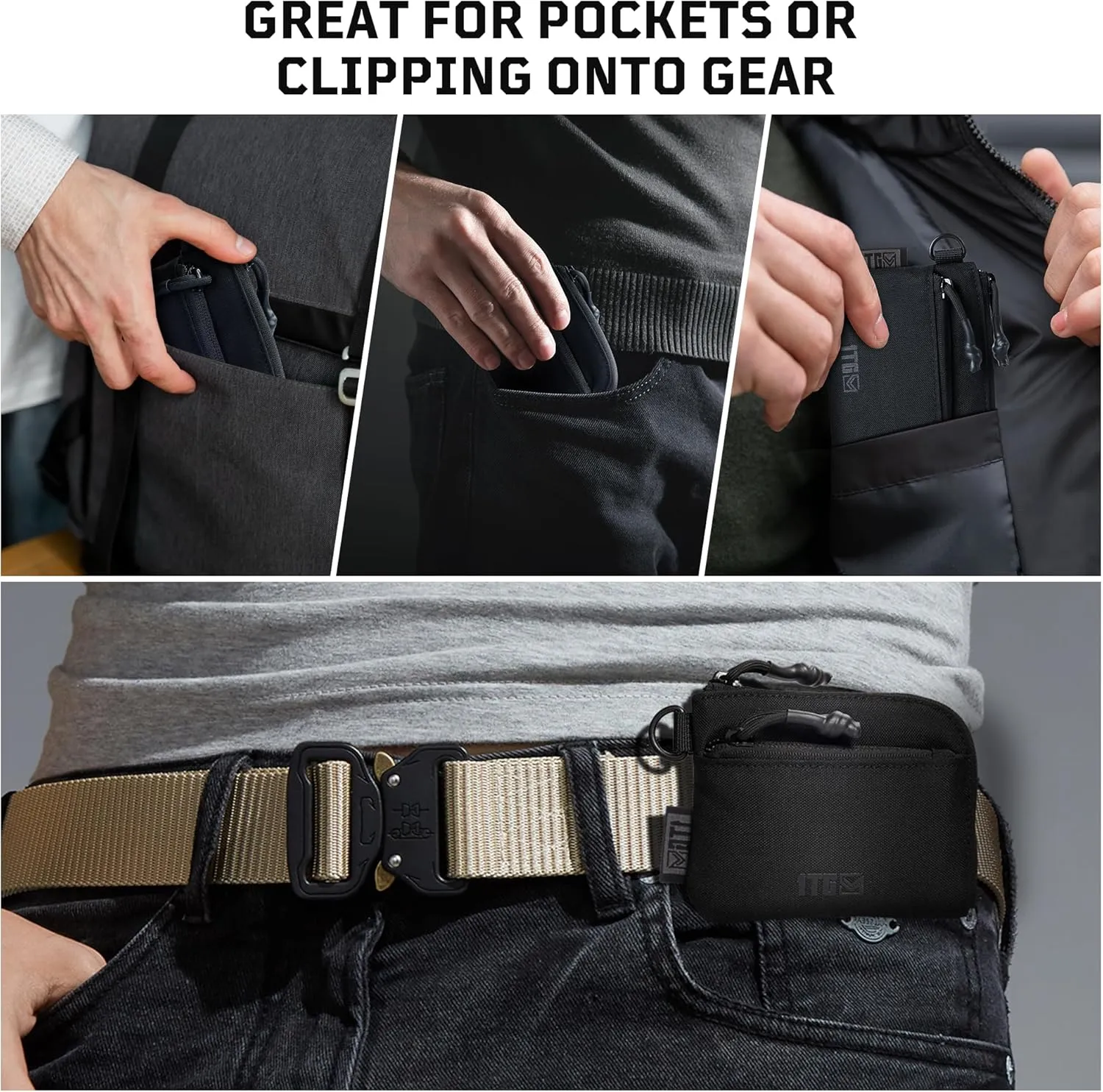 Coin Purse, 500D CORDURA Small Coin Pouch for Men, Minimalist Wallet Change Bag Money Pouch Tactical ID Card Holder with YKK Zipper
