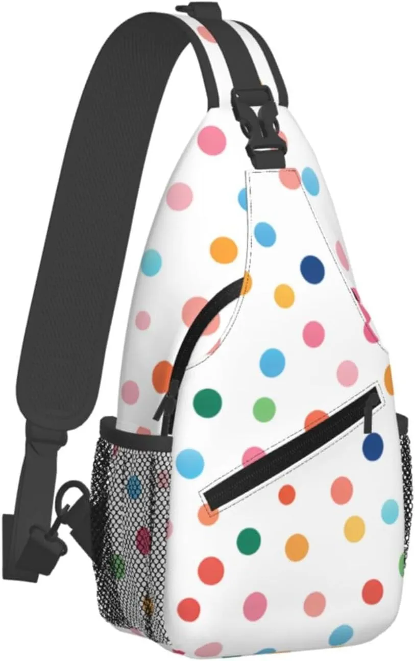 Coloful Polka Dot Pattern Sling Bag Crossbody Bag for Men Women, Daypack Chest Backpack Shoulder Bag for Travle Hiking
