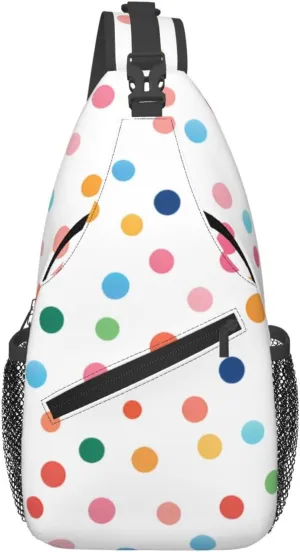 Coloful Polka Dot Pattern Sling Bag Crossbody Bag for Men Women, Daypack Chest Backpack Shoulder Bag for Travle Hiking