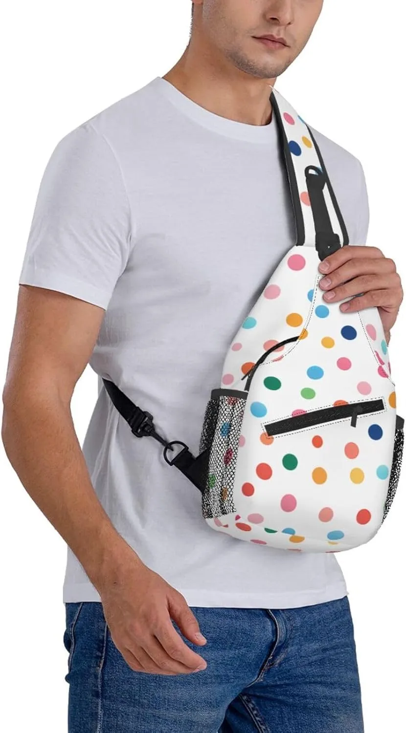 Coloful Polka Dot Pattern Sling Bag Crossbody Bag for Men Women, Daypack Chest Backpack Shoulder Bag for Travle Hiking