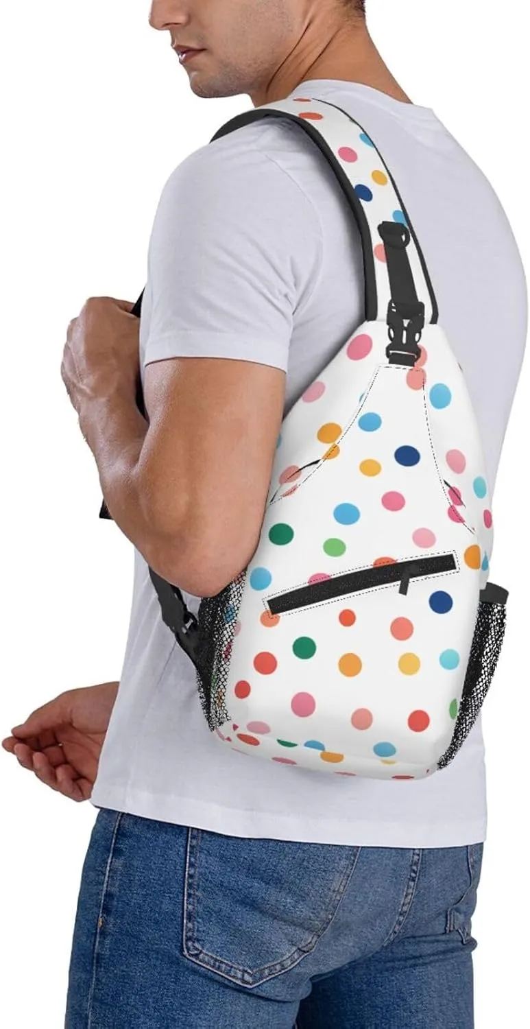 Coloful Polka Dot Pattern Sling Bag Crossbody Bag for Men Women, Daypack Chest Backpack Shoulder Bag for Travle Hiking