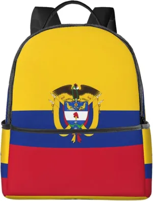 Colombia Coat of Arms Flag Colombian Flags Casual Backpacks Laptop Backpack Carry-on Daypack Sports Travel Rucksack Lightweight Working Bag for Outdoor Hiking Cycling Walking