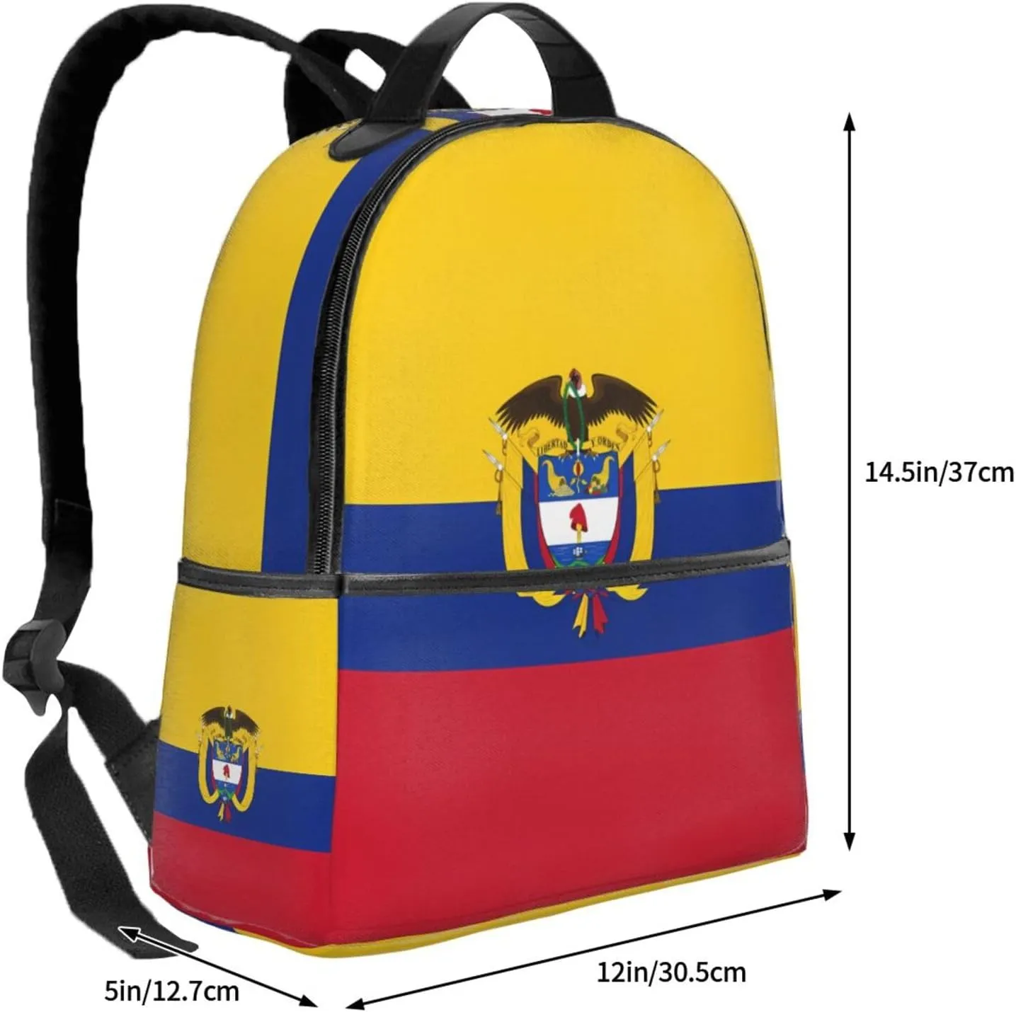 Colombia Coat of Arms Flag Colombian Flags Casual Backpacks Laptop Backpack Carry-on Daypack Sports Travel Rucksack Lightweight Working Bag for Outdoor Hiking Cycling Walking
