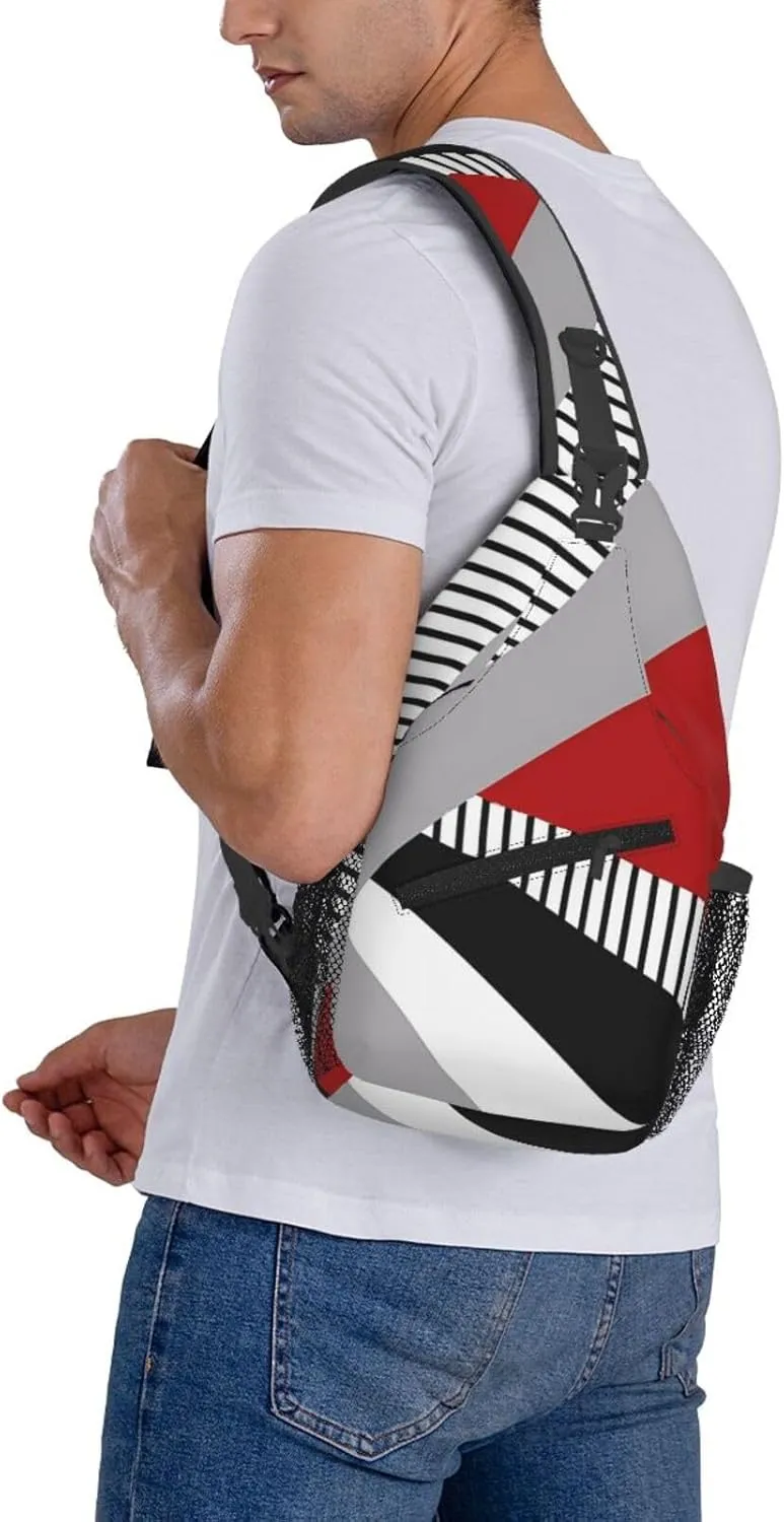 Colorful Geometry Chest Sling Bag Crossbody Shoulder Backpack Bag Gym Cycling Daypack Travel Hiking Cross Bag