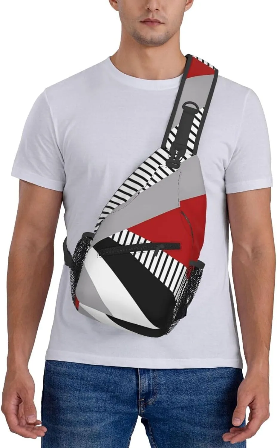 Colorful Geometry Chest Sling Bag Crossbody Shoulder Backpack Bag Gym Cycling Daypack Travel Hiking Cross Bag