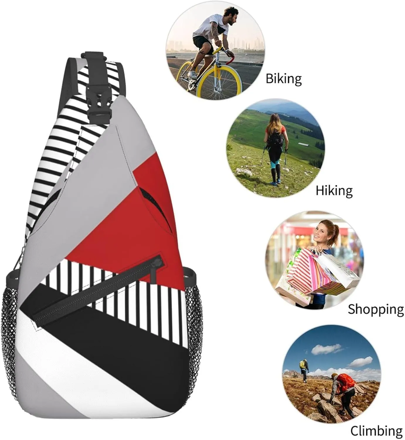 Colorful Geometry Chest Sling Bag Crossbody Shoulder Backpack Bag Gym Cycling Daypack Travel Hiking Cross Bag