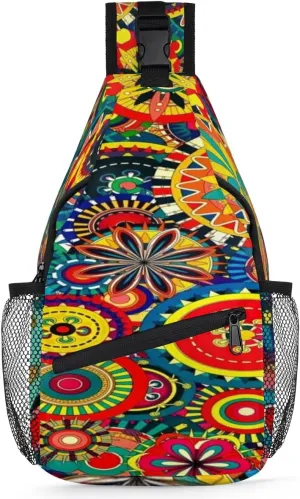 Colorit Mandalas Sling Bag for Women Men Crossbody Sling Backpack Shoulder Bag Chest Bag Daypack for Travel Hiking Outdoor