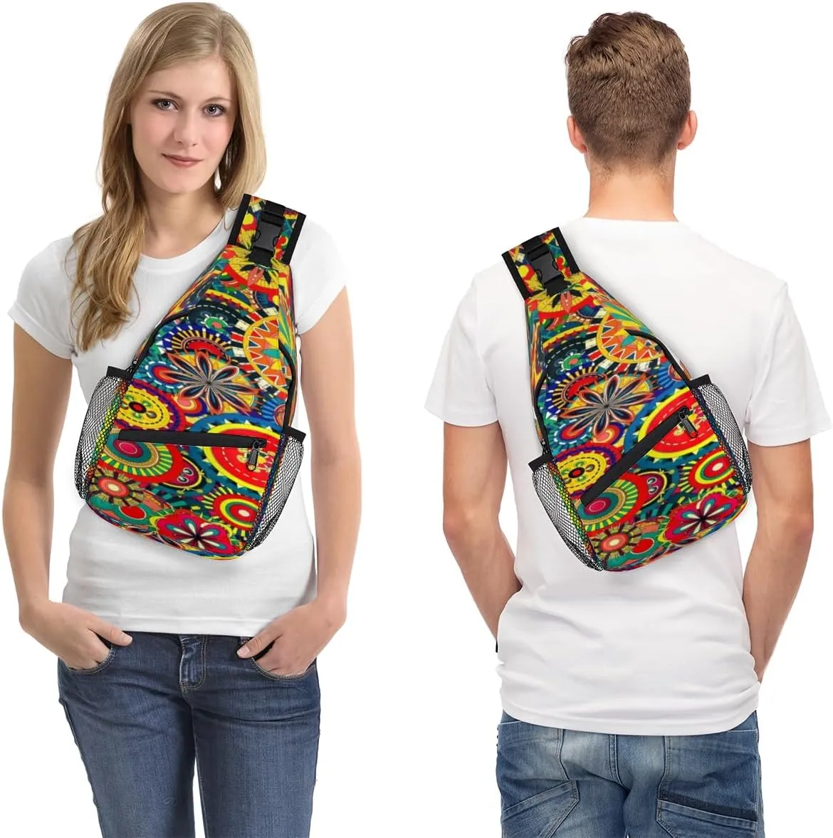 Colorit Mandalas Sling Bag for Women Men Crossbody Sling Backpack Shoulder Bag Chest Bag Daypack for Travel Hiking Outdoor