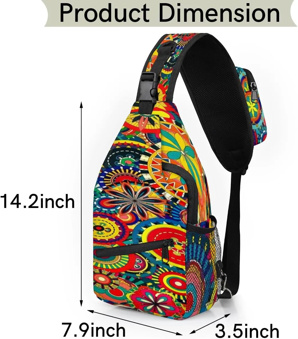 Colorit Mandalas Sling Bag for Women Men Crossbody Sling Backpack Shoulder Bag Chest Bag Daypack for Travel Hiking Outdoor