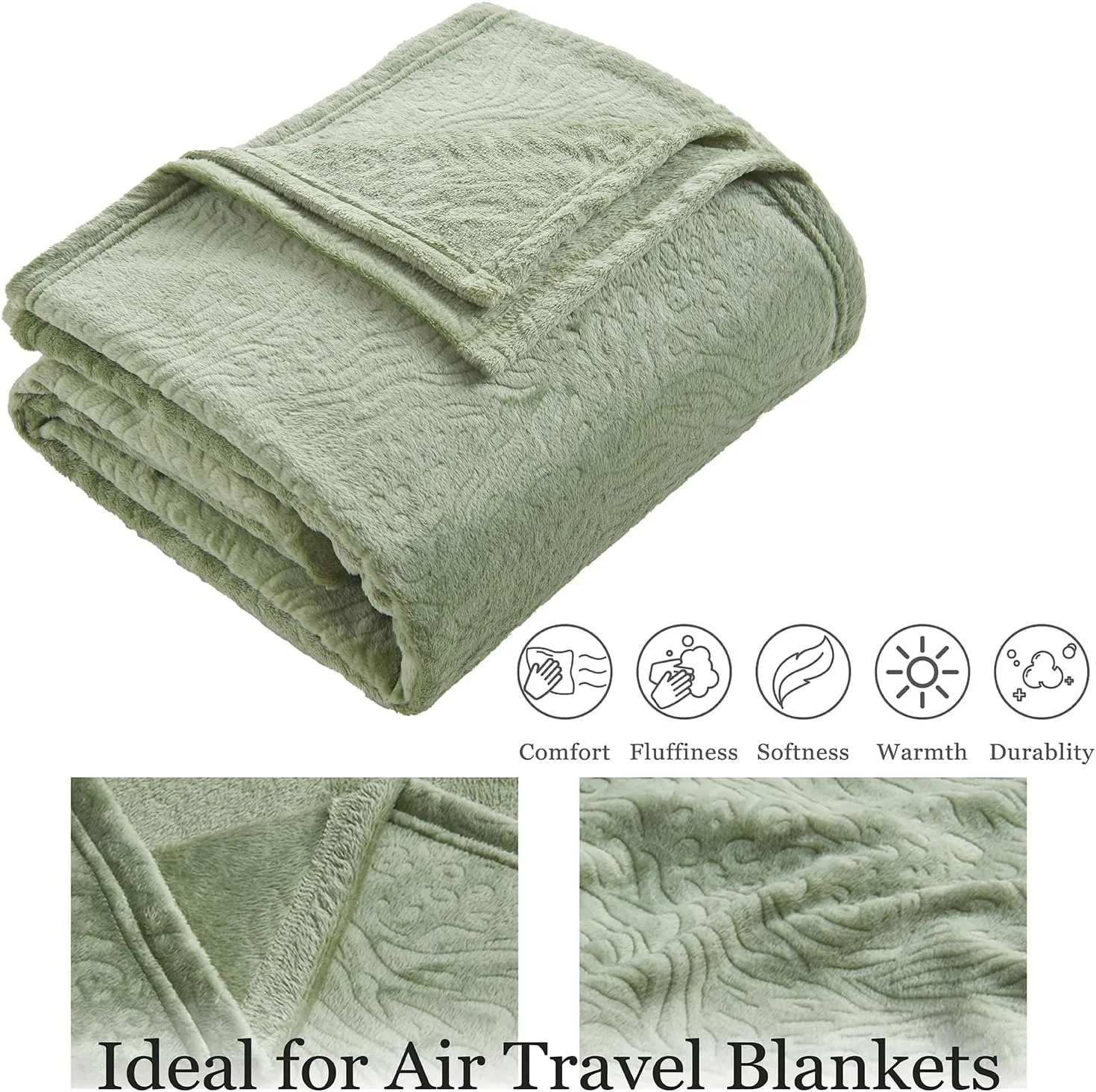 Commollis 2-in-1 Travel Blanket & Pillow for Airplane, Car, Train - Warm Compact Flight Blanket with Luggage Strap & Backpack Clip, Machine Washable, All-Season Use