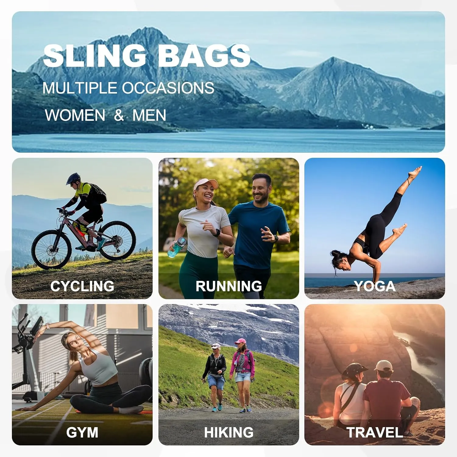 Convertible Sling Bag Crossbody Backpack, 11-Inch Pads Bags with Headphone Jack Shoulder Bag Casual Pack for Women Men Hiking Travel Cycling (Purple)