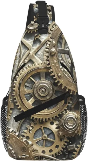 Cool Steampunk Gears Sling Bag For Women Men Travel Hiking Backpack Crossbody Shoulder Chest Bags Casual Daypack