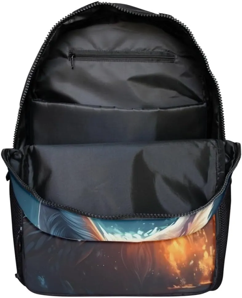 Cool Wolf Fox Animal Printed Backpacks for Boys Kids Teens Casual Soft Comfy Rucksack School Bags for Kindergarten,Blue Yellow Fox