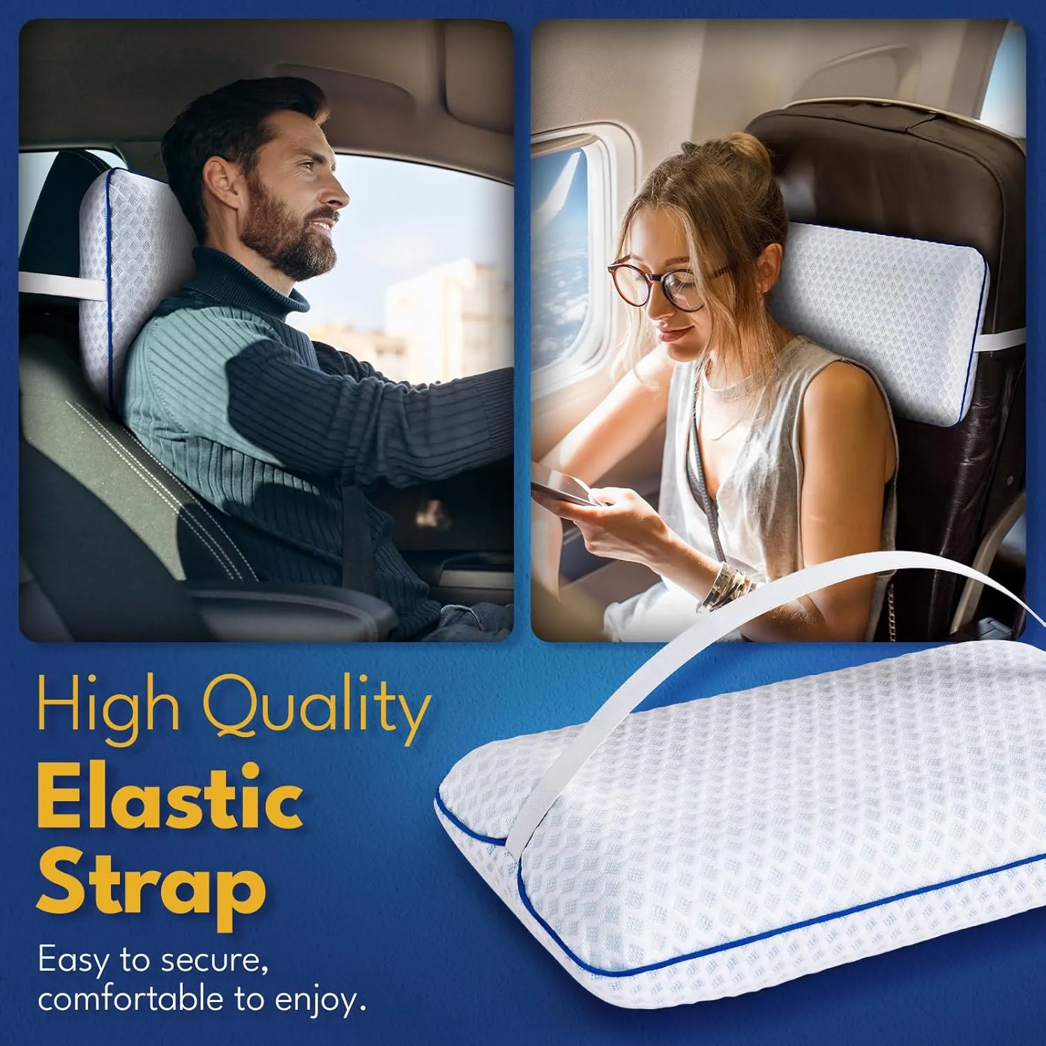 Cooling Travel & Camping Memory Foam Pillow for Sleeping,Contoured Support Medium Firm Small Travel Pillows for Airplanes & Backpacking Car Toddler Kids Compact Lightweight, Breathable Washable Cover