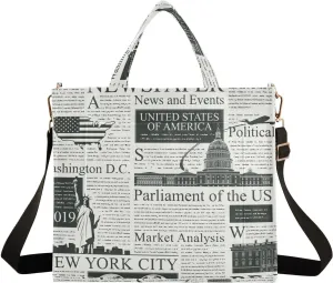 Corduroy Handbags for Women Tote Bags with Adjustable Strap American Newspapers Shoulder Bag Casual Crossbody Bag Ladies Handbags Tote Bag for School Work Travel Beach Shopping Bag